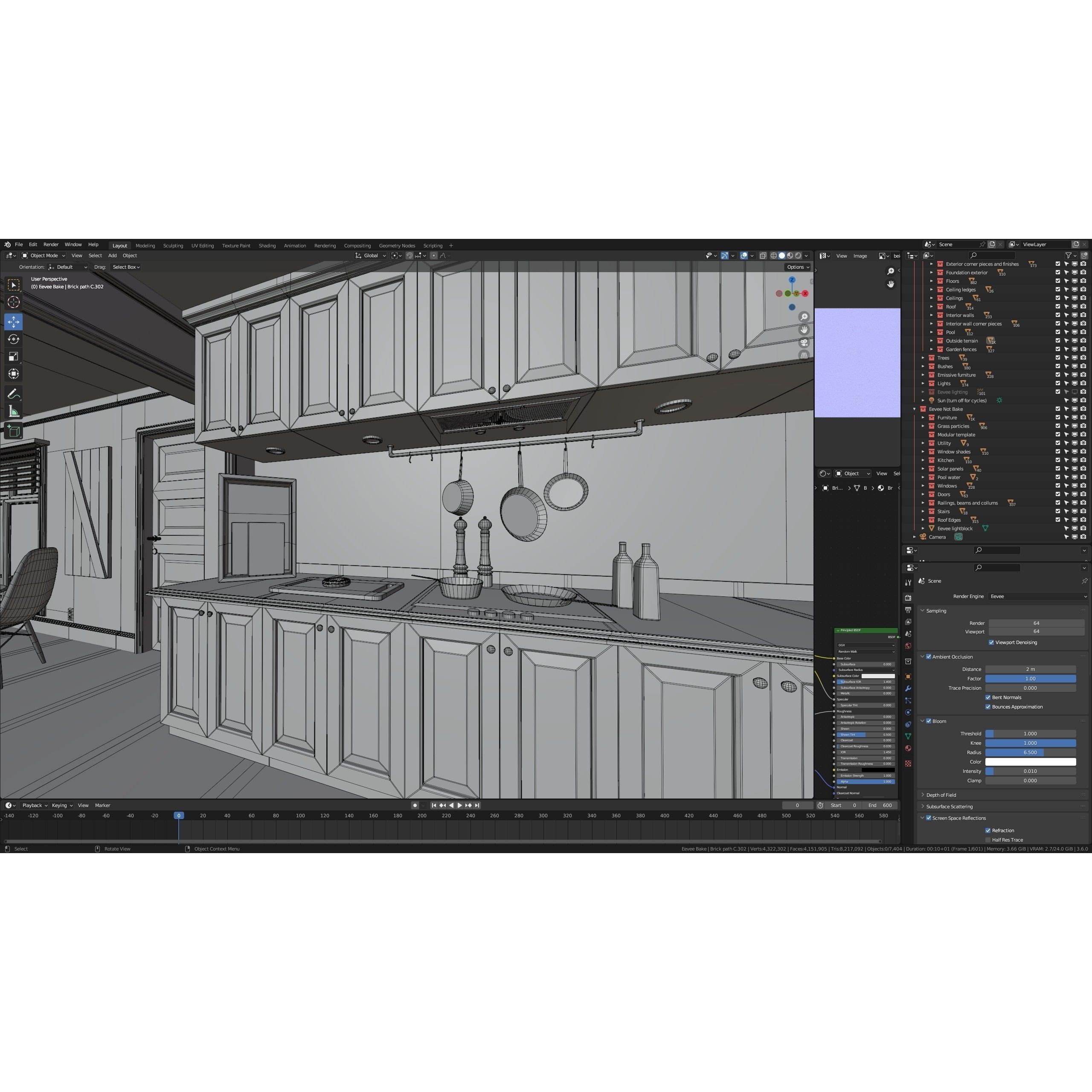 Modular Classic Style American House - Low-Poly Game-Ready 3D Model - View 90