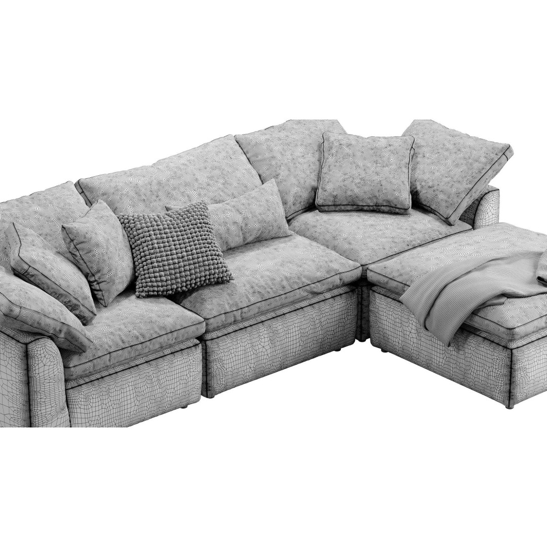 Cloud Modular Sectional 3D Model – Luxury Sofa with Textures & Materials - View 16