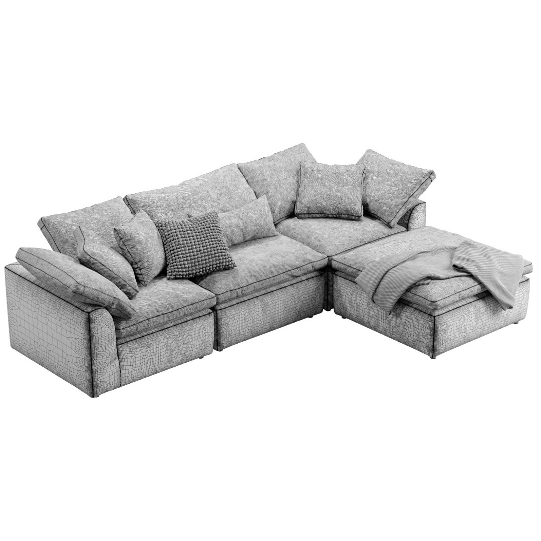 Cloud Modular Sectional 3D Model – Luxury Sofa with Textures & Materials - View 17