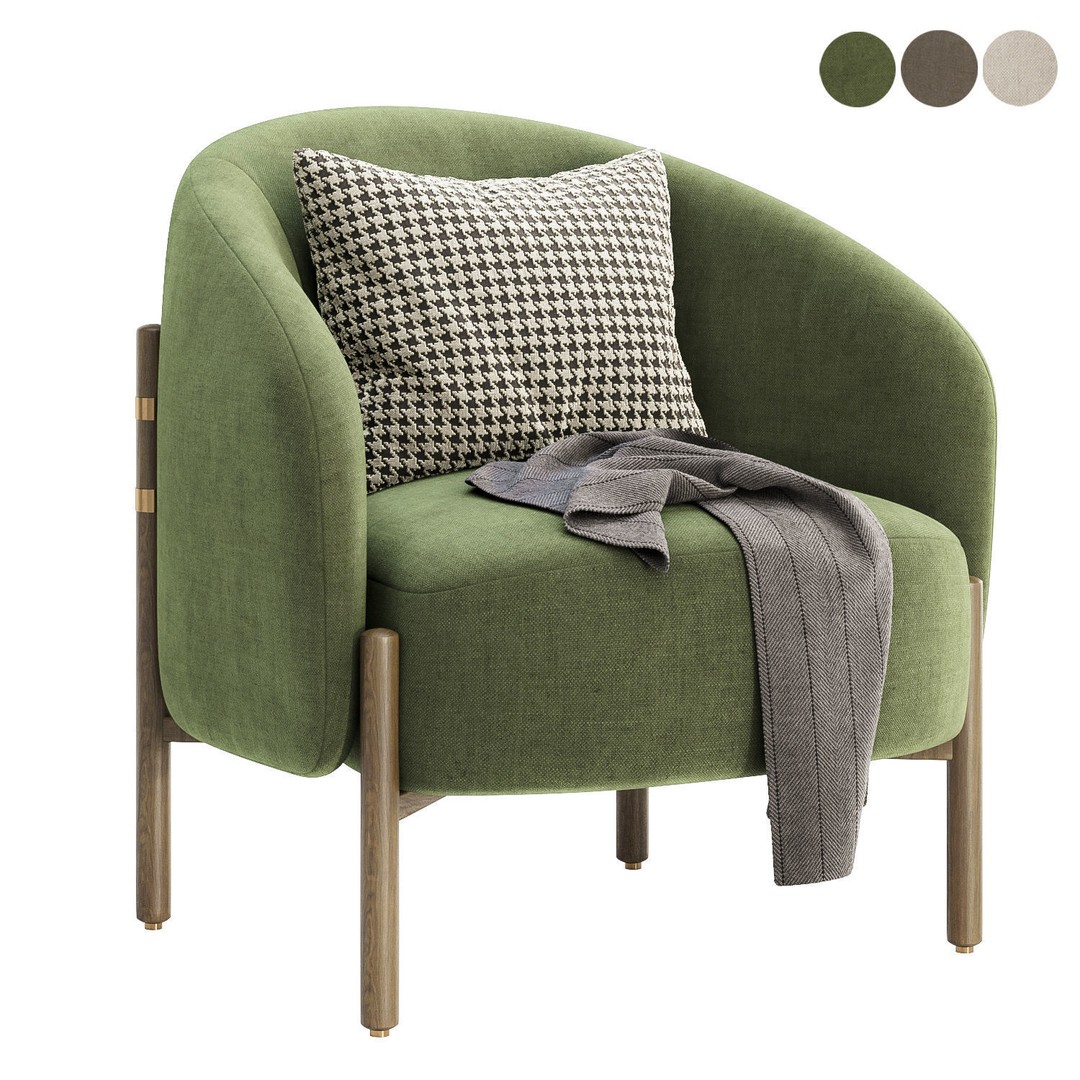 Enfield Arm Chair 3D Model – Modern Fabric Furniture, FBX, OBJ - View 3