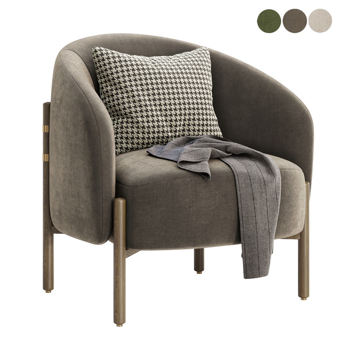Enfield Arm Chair 3D Model – Modern Fabric Furniture, FBX, OBJ - View 4