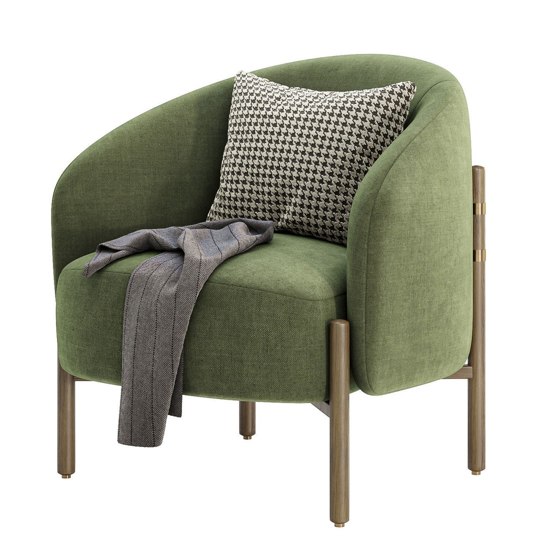 Enfield Arm Chair 3D Model – Modern Fabric Furniture, FBX, OBJ - View 5