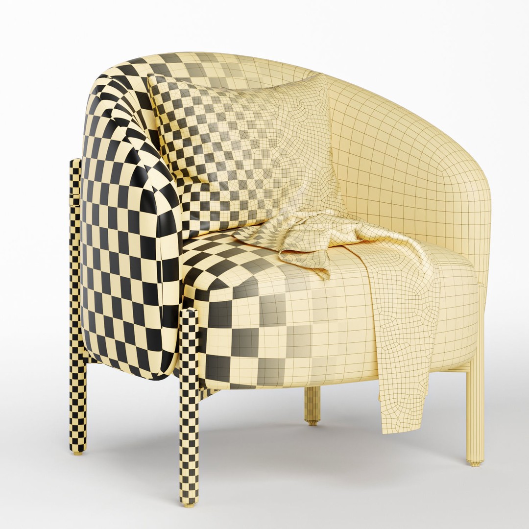 Enfield Arm Chair 3D Model – Modern Fabric Furniture, FBX, OBJ - View 7