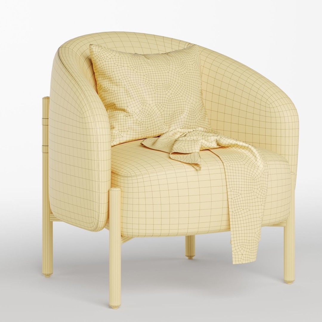 Enfield Arm Chair 3D Model – Modern Fabric Furniture, FBX, OBJ - View 8