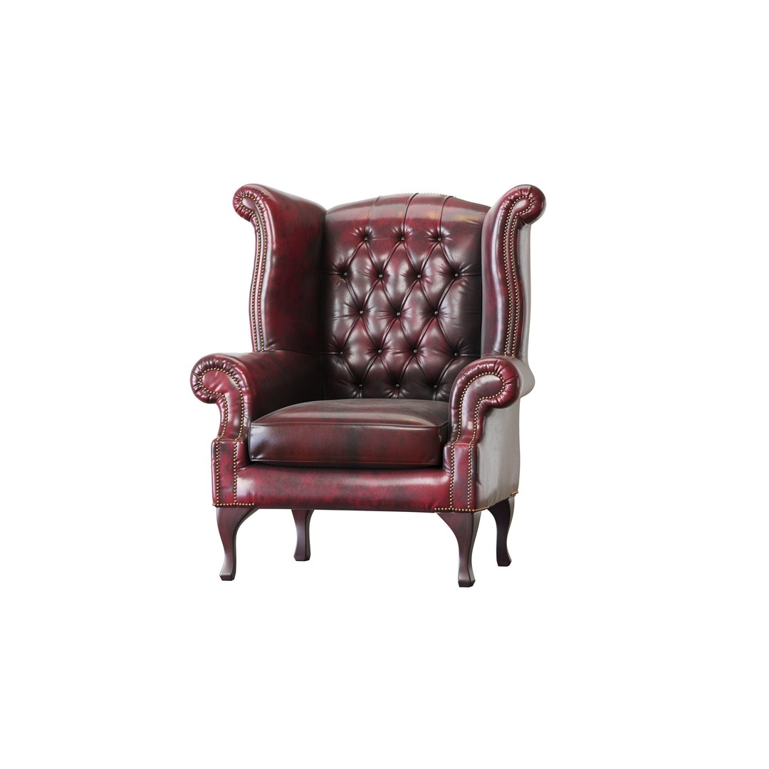 Chesterfield Queen Armchair 3D Model – Classic Leather Furniture, OBJ - View 10