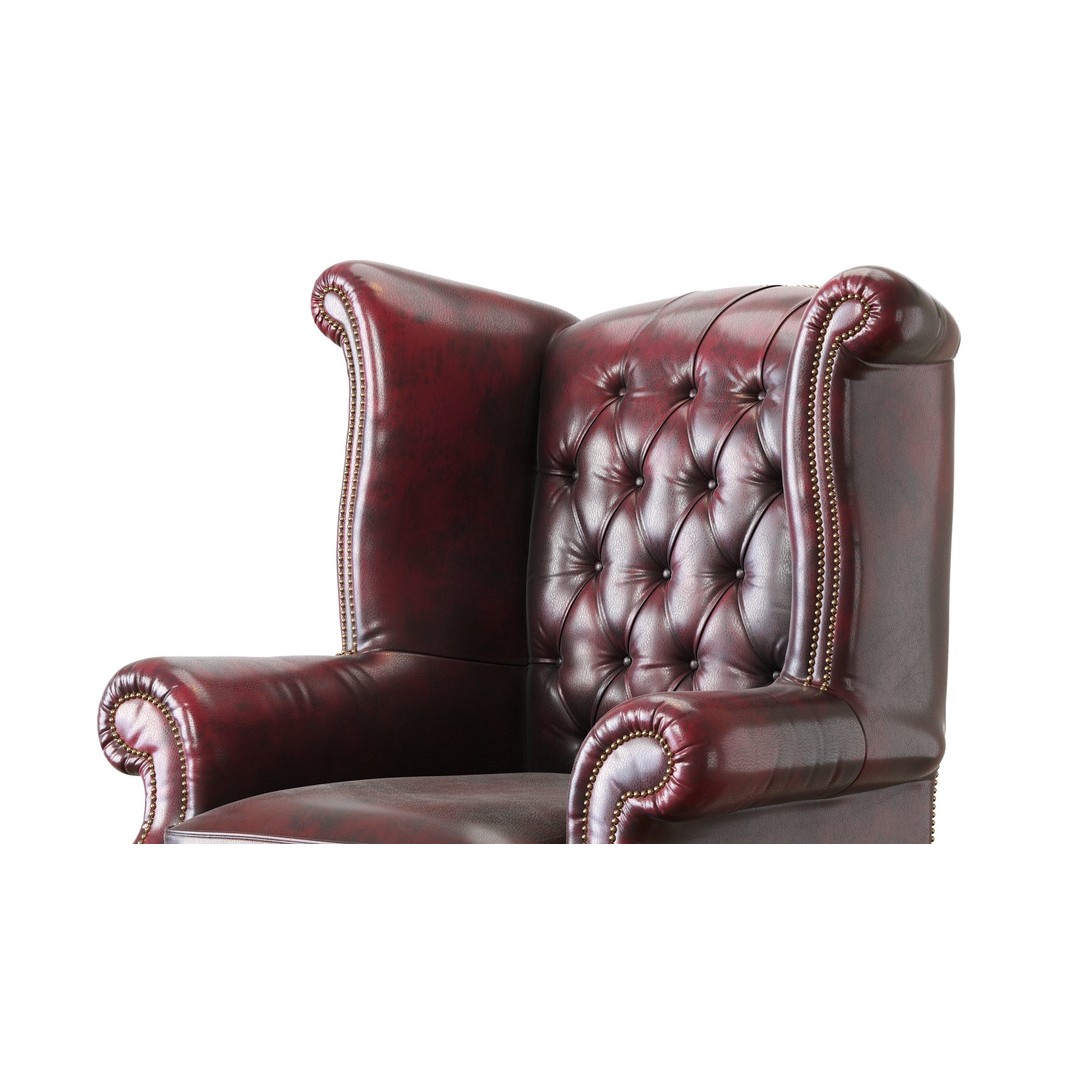Chesterfield Queen Armchair 3D Model – Classic Leather Furniture, OBJ - View 11