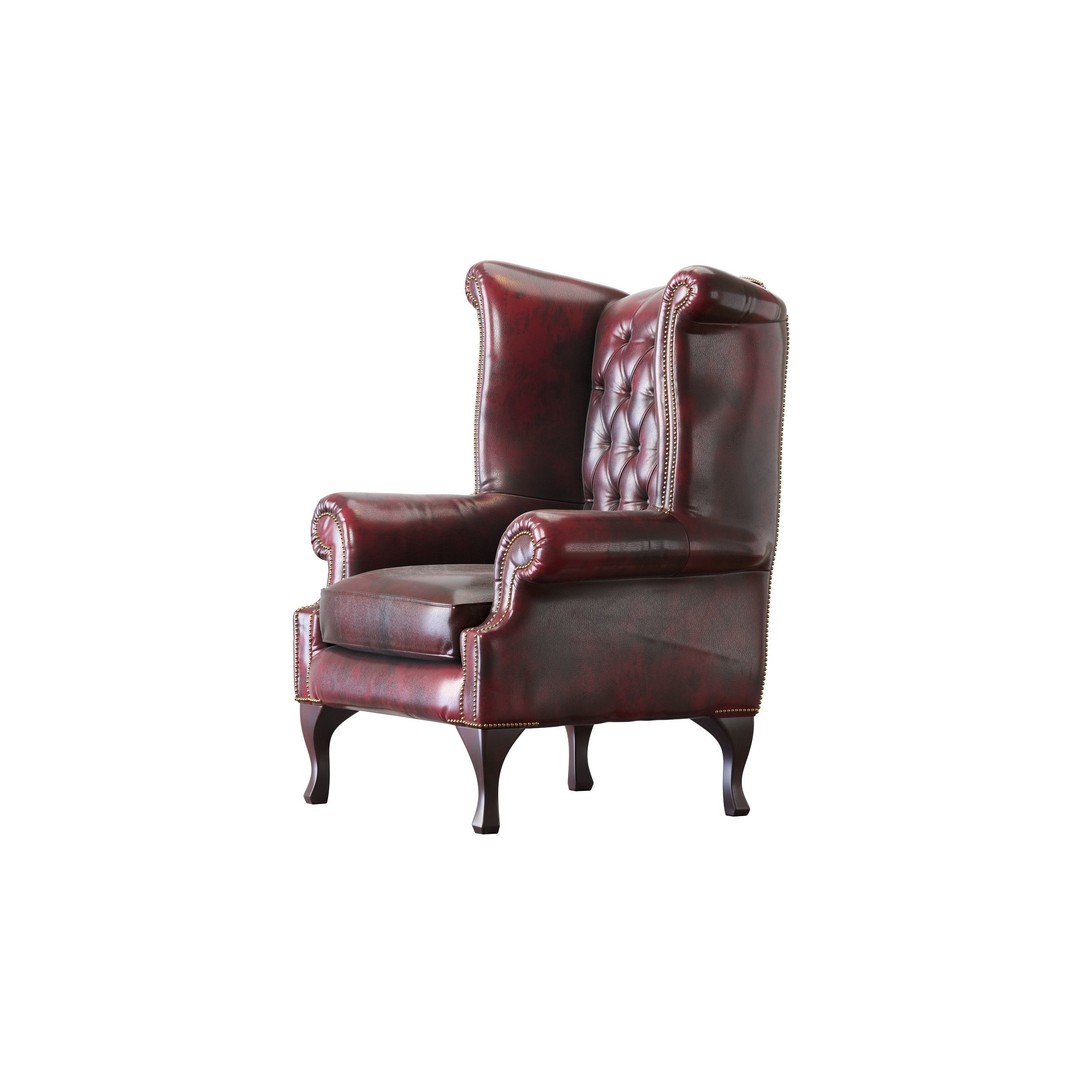 Chesterfield Queen Armchair 3D Model – Classic Leather Furniture, OBJ - View 12