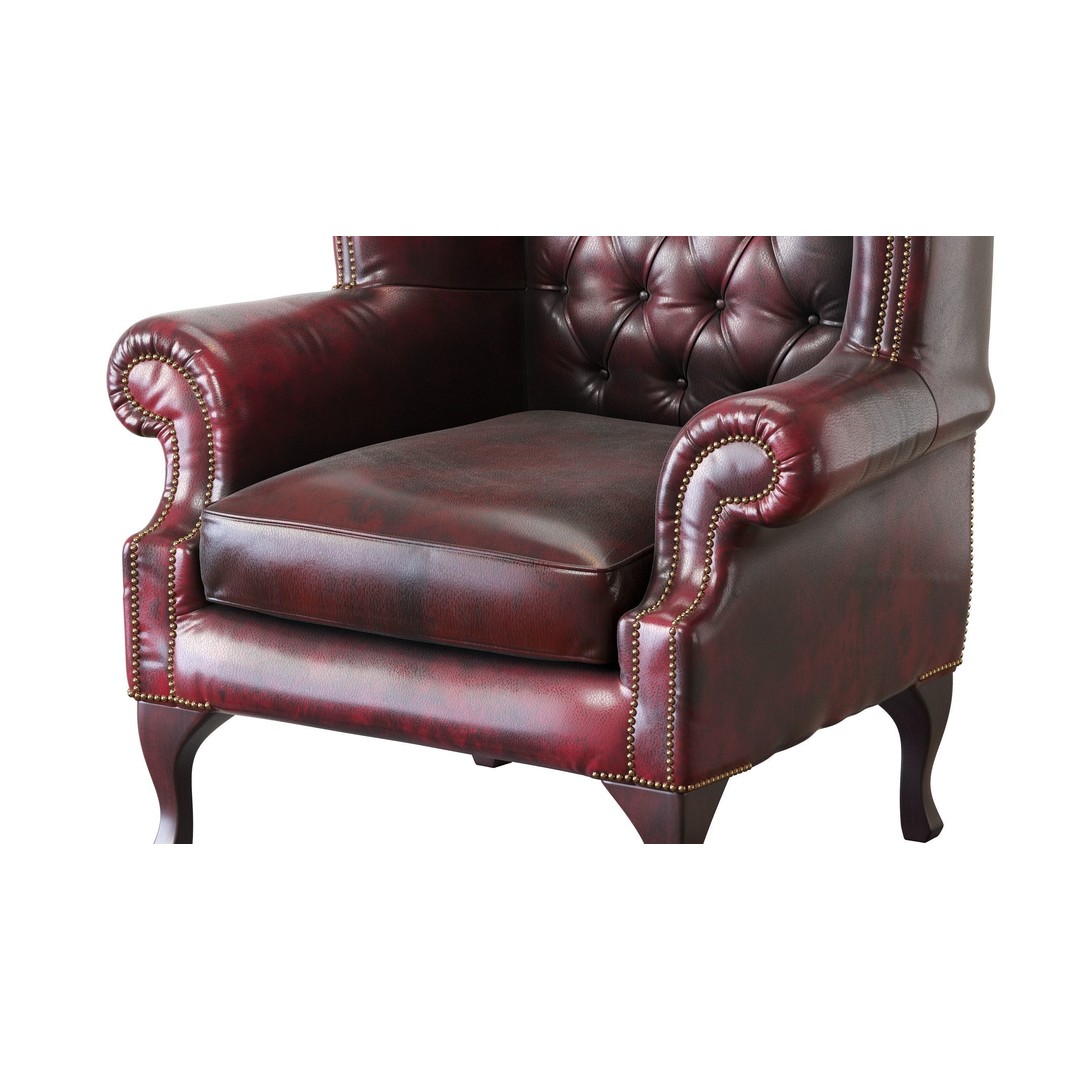 Chesterfield Queen Armchair 3D Model – Classic Leather Furniture, OBJ - View 17