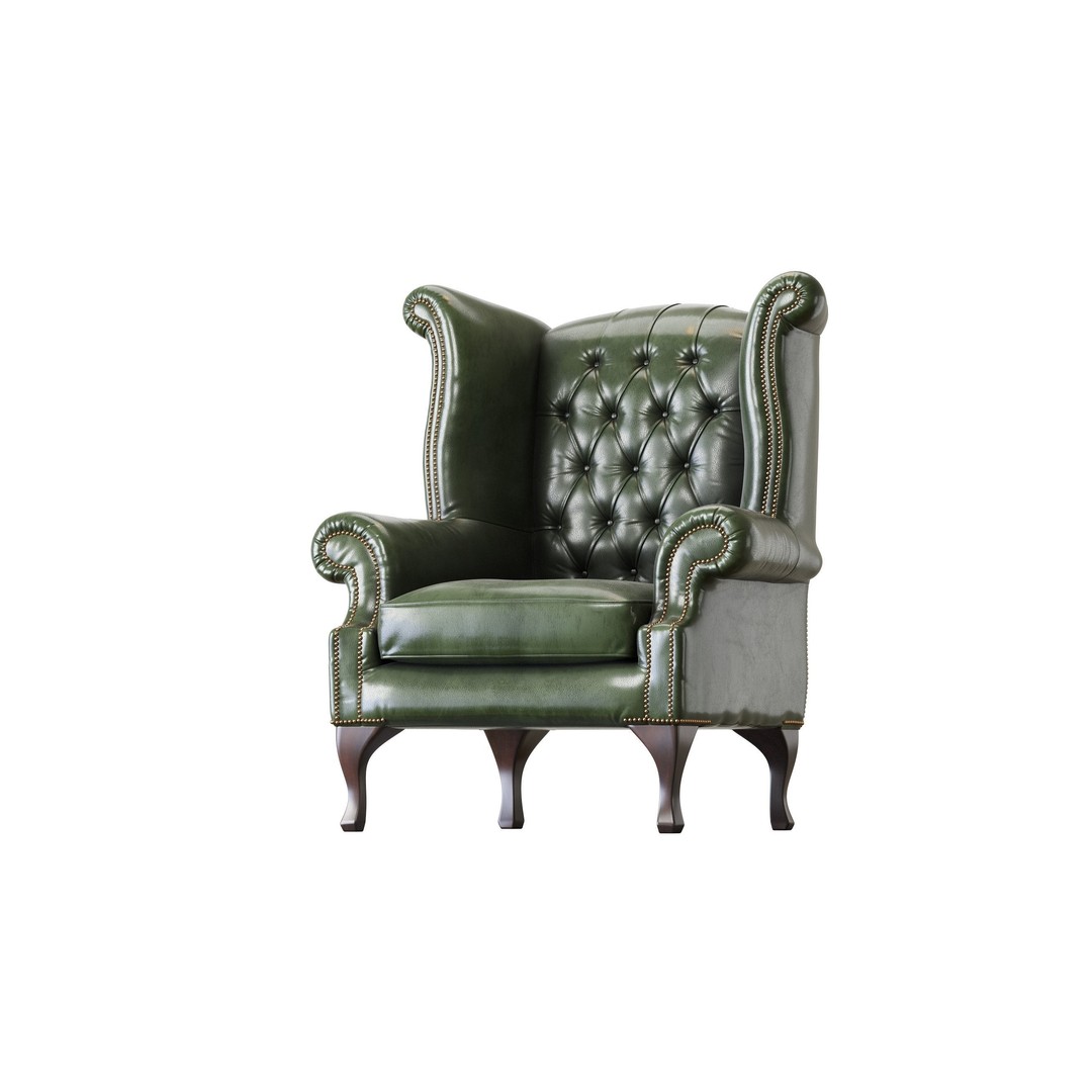 Chesterfield Queen Armchair 3D Model – Classic Leather Furniture, OBJ - View 22