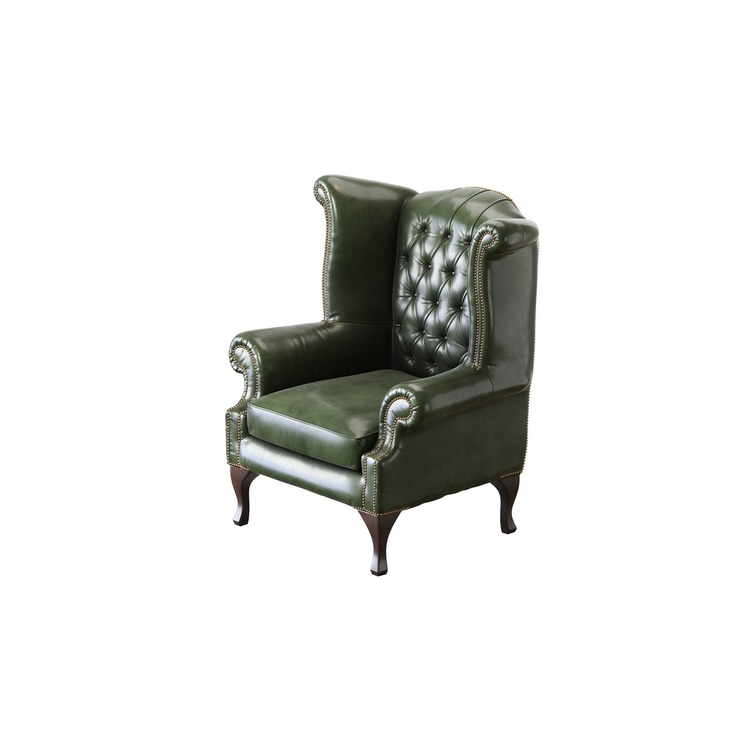 Chesterfield Queen Armchair 3D Model – Classic Leather Furniture, OBJ - View 23