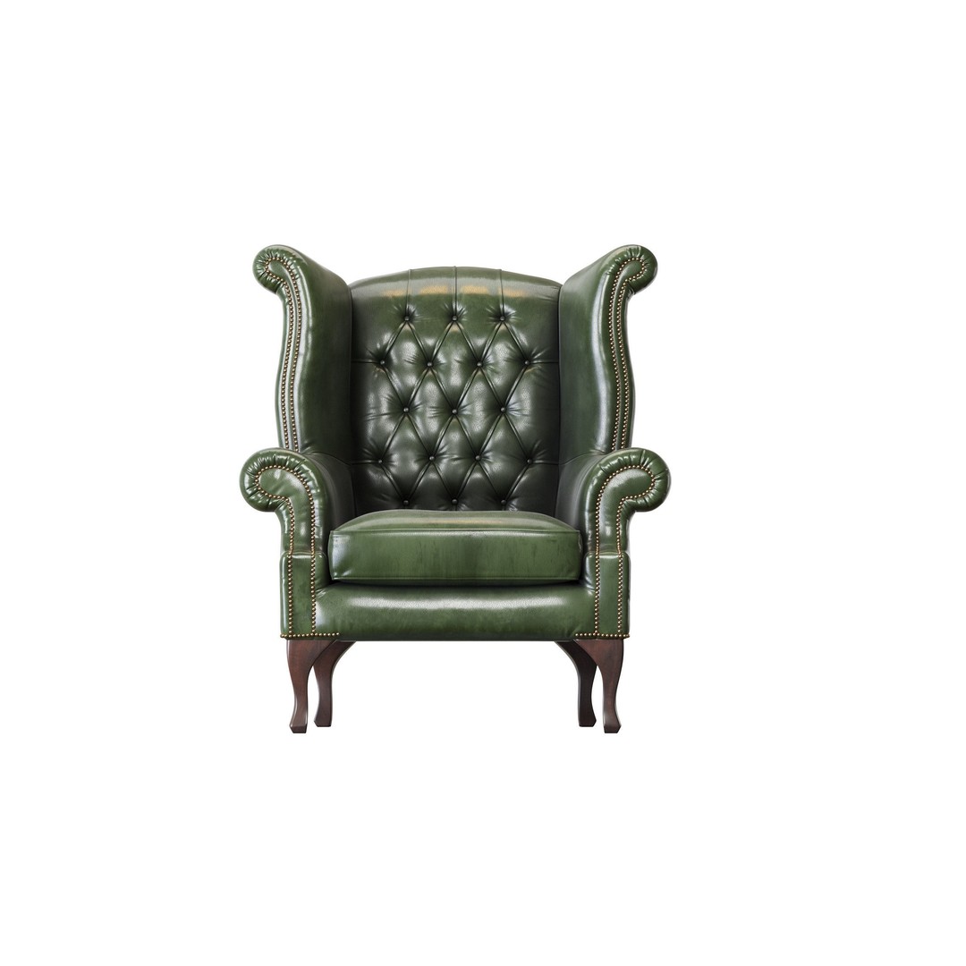 Chesterfield Queen Armchair 3D Model – Classic Leather Furniture, OBJ - View 24