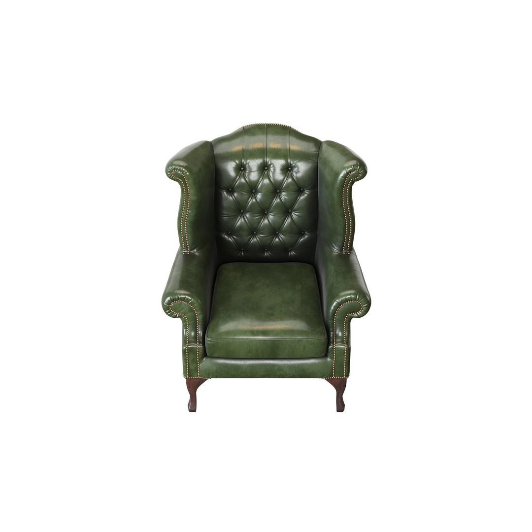 Chesterfield Queen Armchair 3D Model – Classic Leather Furniture, OBJ - View 25
