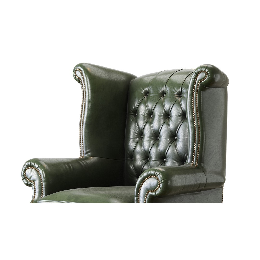 Chesterfield Queen Armchair 3D Model – Classic Leather Furniture, OBJ - View 27