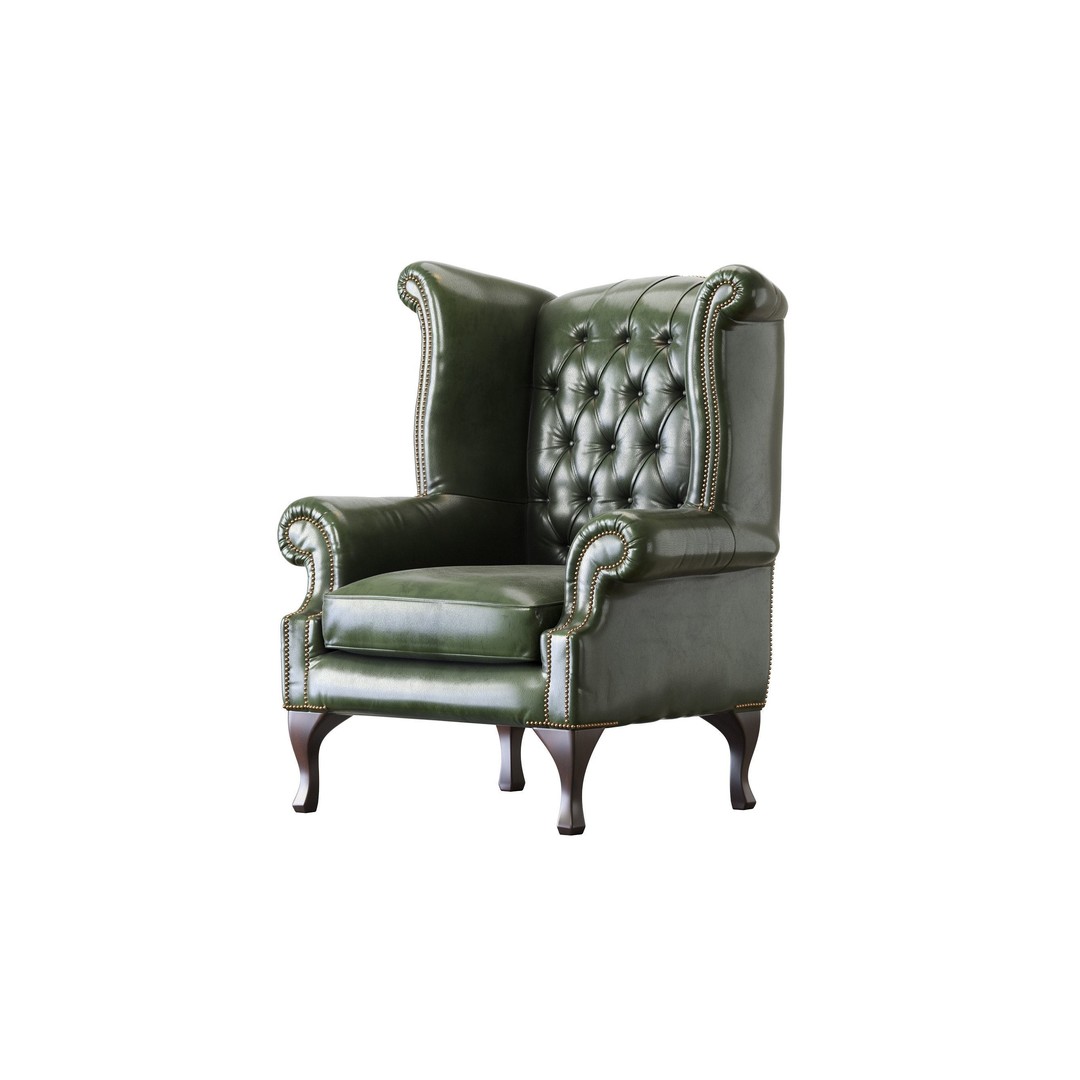 Chesterfield Queen Armchair 3D Model – Classic Leather Furniture, OBJ - View 28