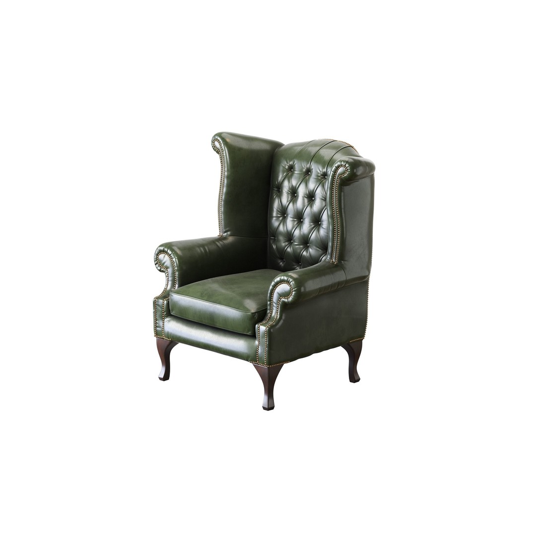 Chesterfield Queen Armchair 3D Model – Classic Leather Furniture, OBJ - View 29