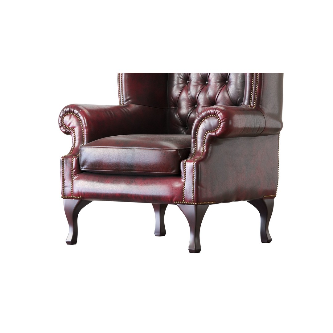 Chesterfield Queen Armchair 3D Model – Classic Leather Furniture, OBJ - View 3