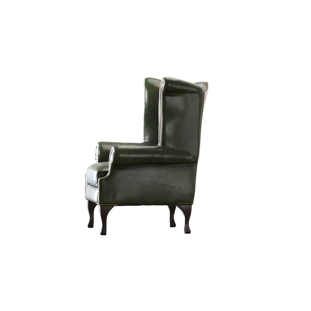 Chesterfield Queen Armchair 3D Model – Classic Leather Furniture, OBJ - View 30