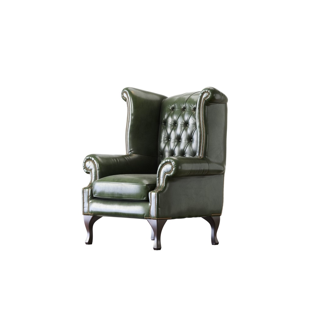 Chesterfield Queen Armchair 3D Model – Classic Leather Furniture, OBJ - View 31