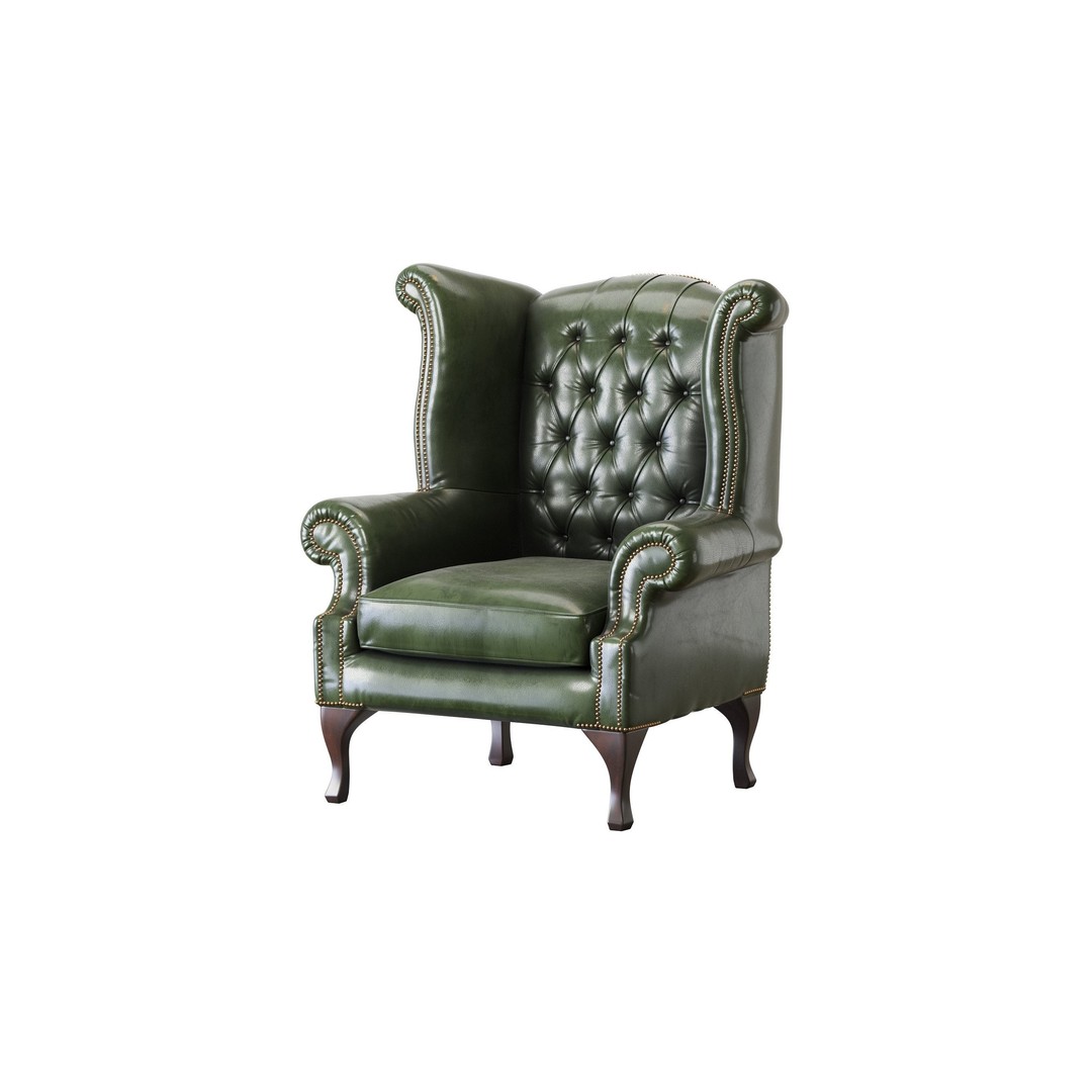 Chesterfield Queen Armchair 3D Model – Classic Leather Furniture, OBJ - View 34