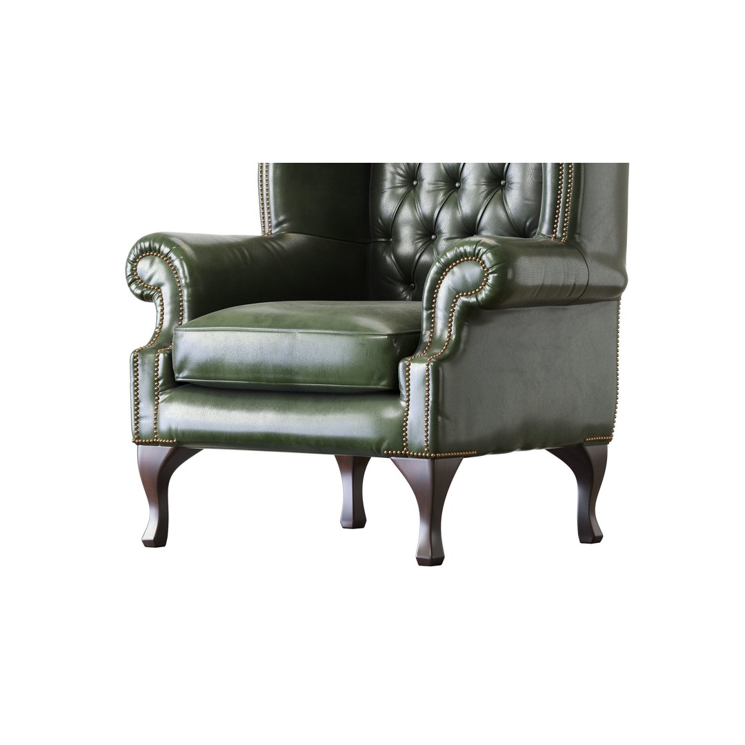 Chesterfield Queen Armchair 3D Model – Classic Leather Furniture, OBJ - View 35