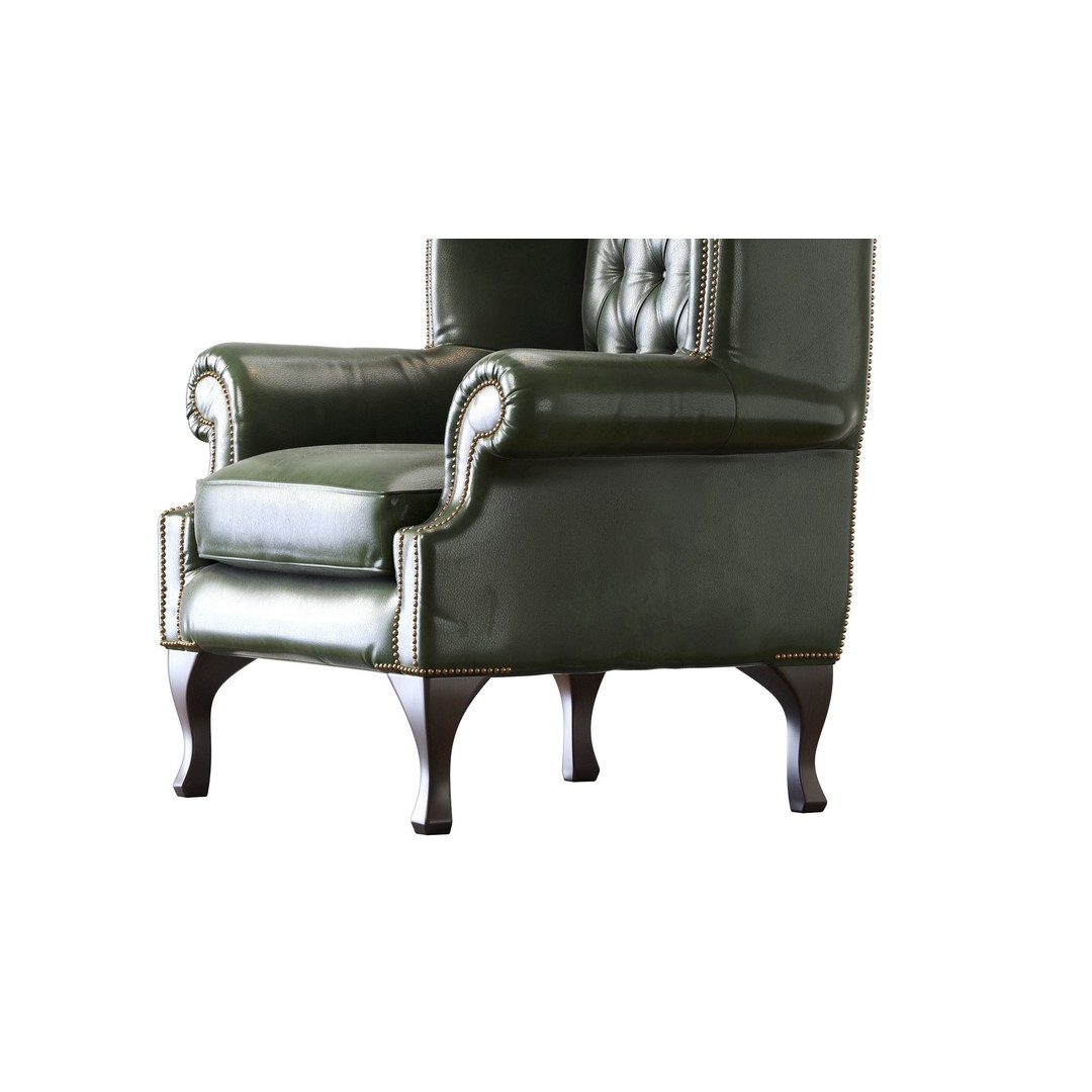 Chesterfield Queen Armchair 3D Model – Classic Leather Furniture, OBJ - View 36