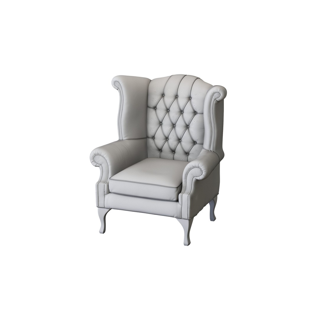 Chesterfield Queen Armchair 3D Model – Classic Leather Furniture, OBJ - View 37