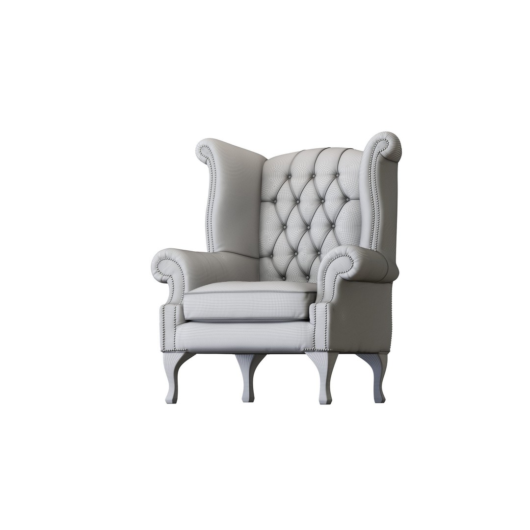 Chesterfield Queen Armchair 3D Model – Classic Leather Furniture, OBJ - View 38