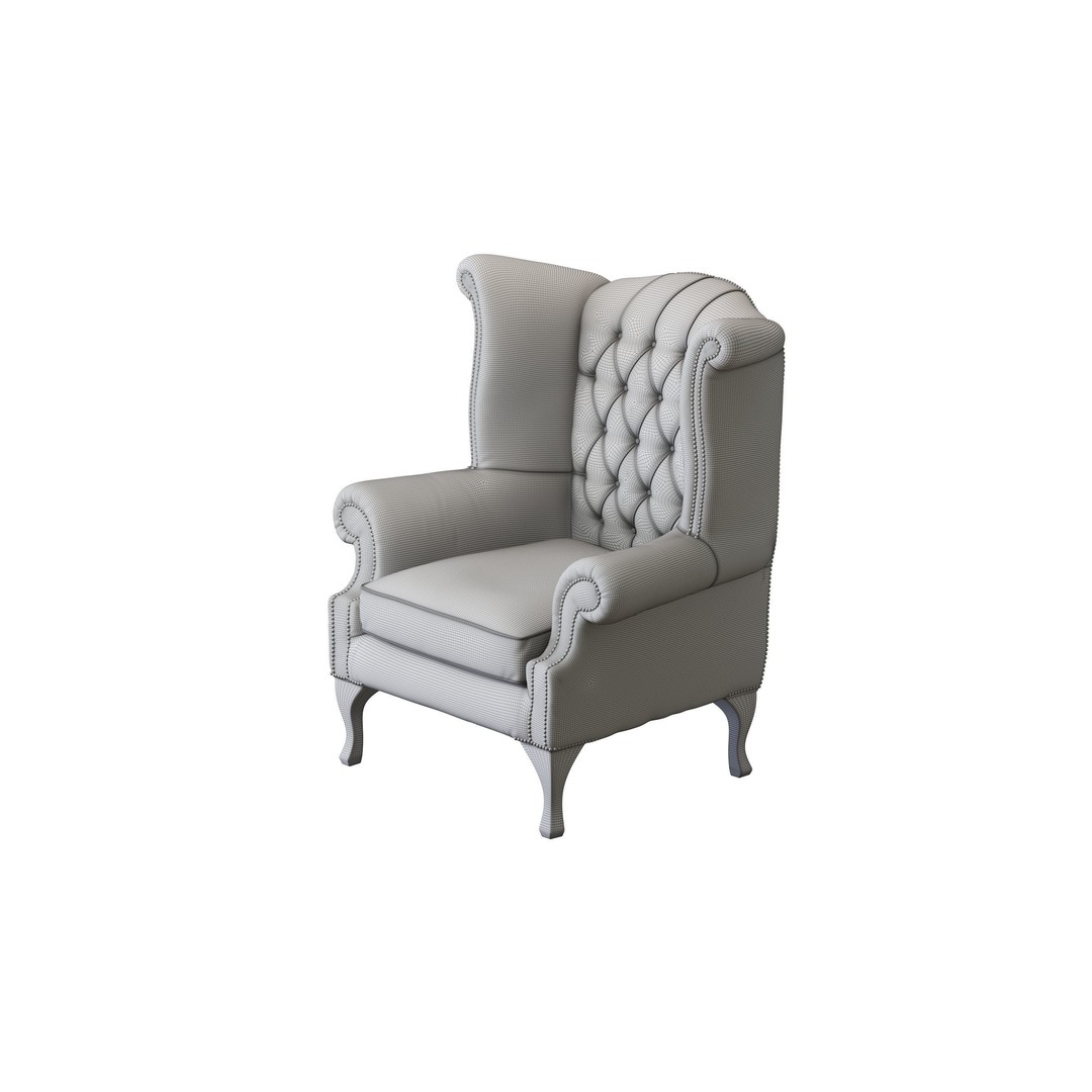 Chesterfield Queen Armchair 3D Model – Classic Leather Furniture, OBJ - View 39