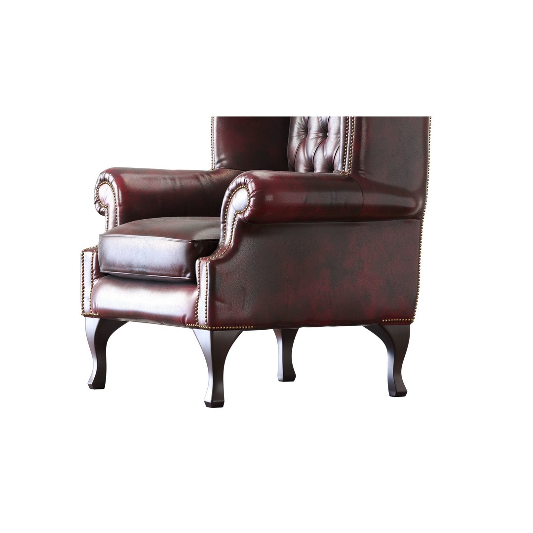 Chesterfield Queen Armchair 3D Model – Classic Leather Furniture, OBJ - View 4