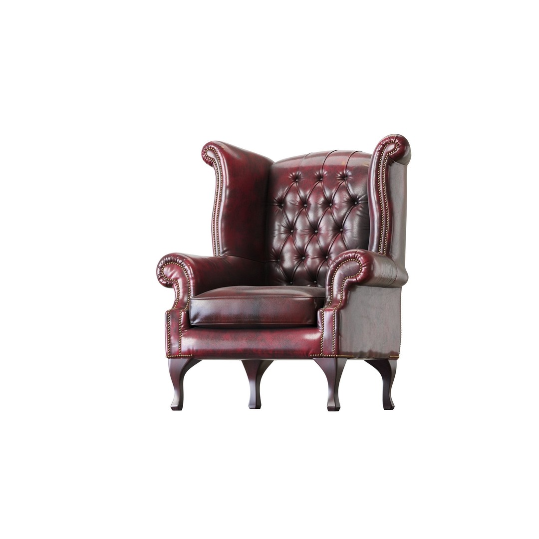 Chesterfield Queen Armchair 3D Model – Classic Leather Furniture, OBJ - View 6