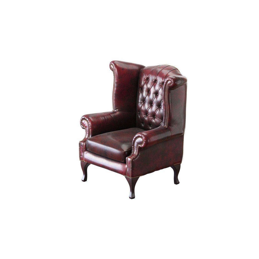 Chesterfield Queen Armchair 3D Model – Classic Leather Furniture, OBJ - View 7