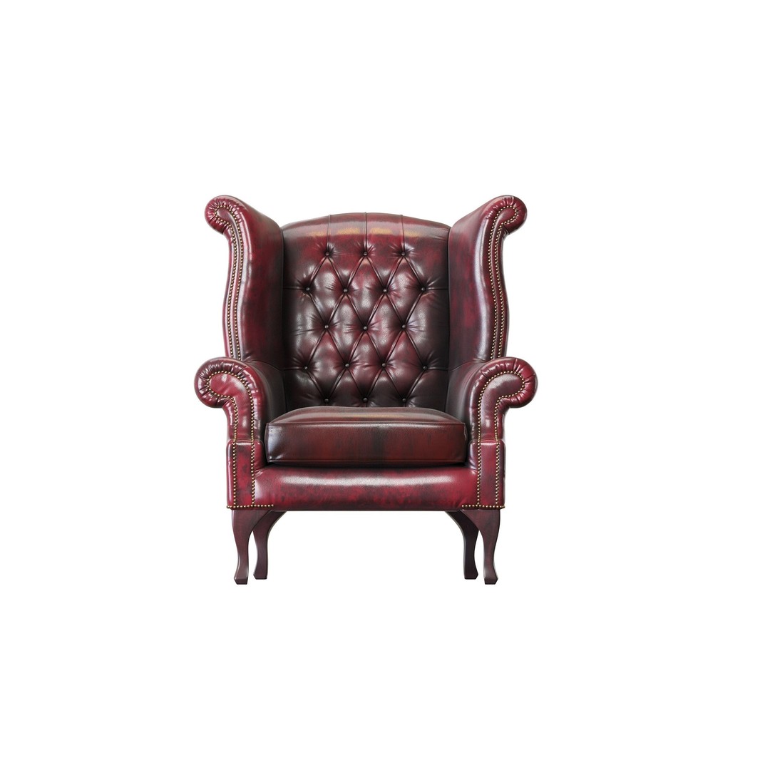 Chesterfield Queen Armchair 3D Model – Classic Leather Furniture, OBJ - View 8