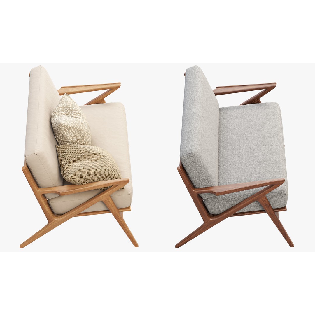 Joybird Soto Concave Loveseat 3D Model – Scandinavian Wooden Sofa, FBX, OBJ - View 10