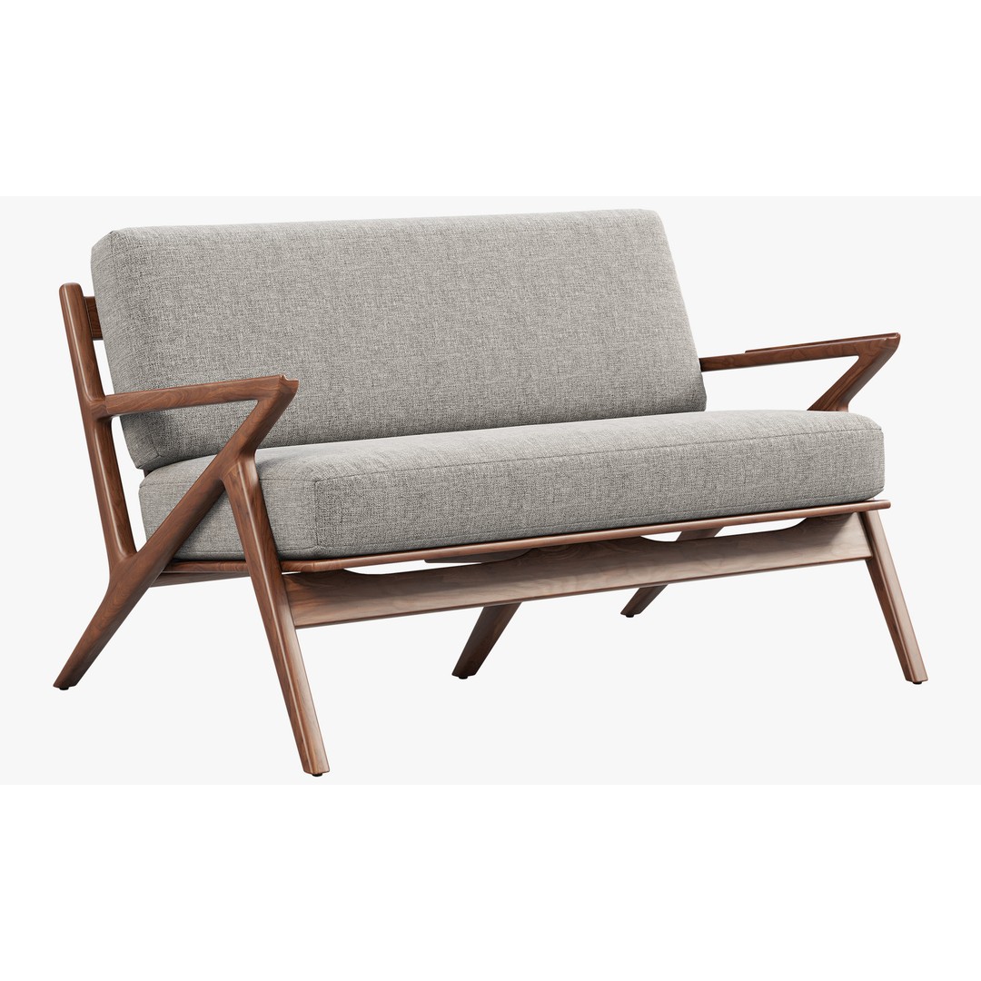 Joybird Soto Concave Loveseat 3D Model – Scandinavian Wooden Sofa, FBX, OBJ - View 11