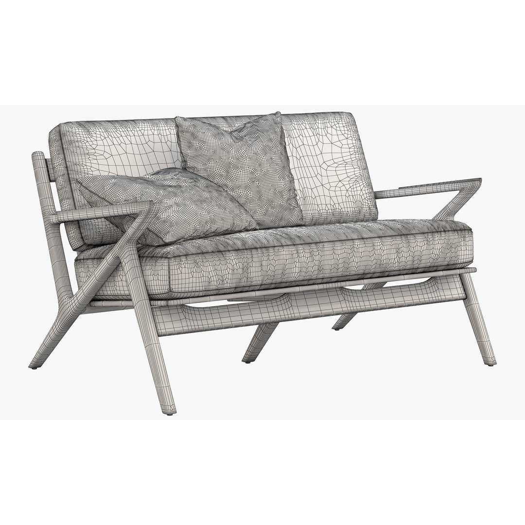 Joybird Soto Concave Loveseat 3D Model – Scandinavian Wooden Sofa, FBX, OBJ - View 17