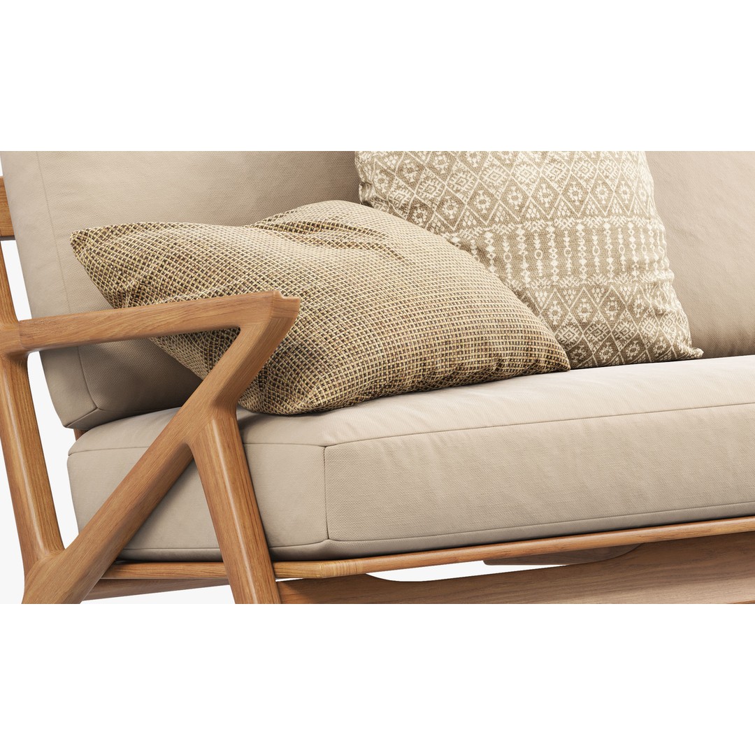 Joybird Soto Concave Loveseat 3D Model – Scandinavian Wooden Sofa, FBX, OBJ - View 4