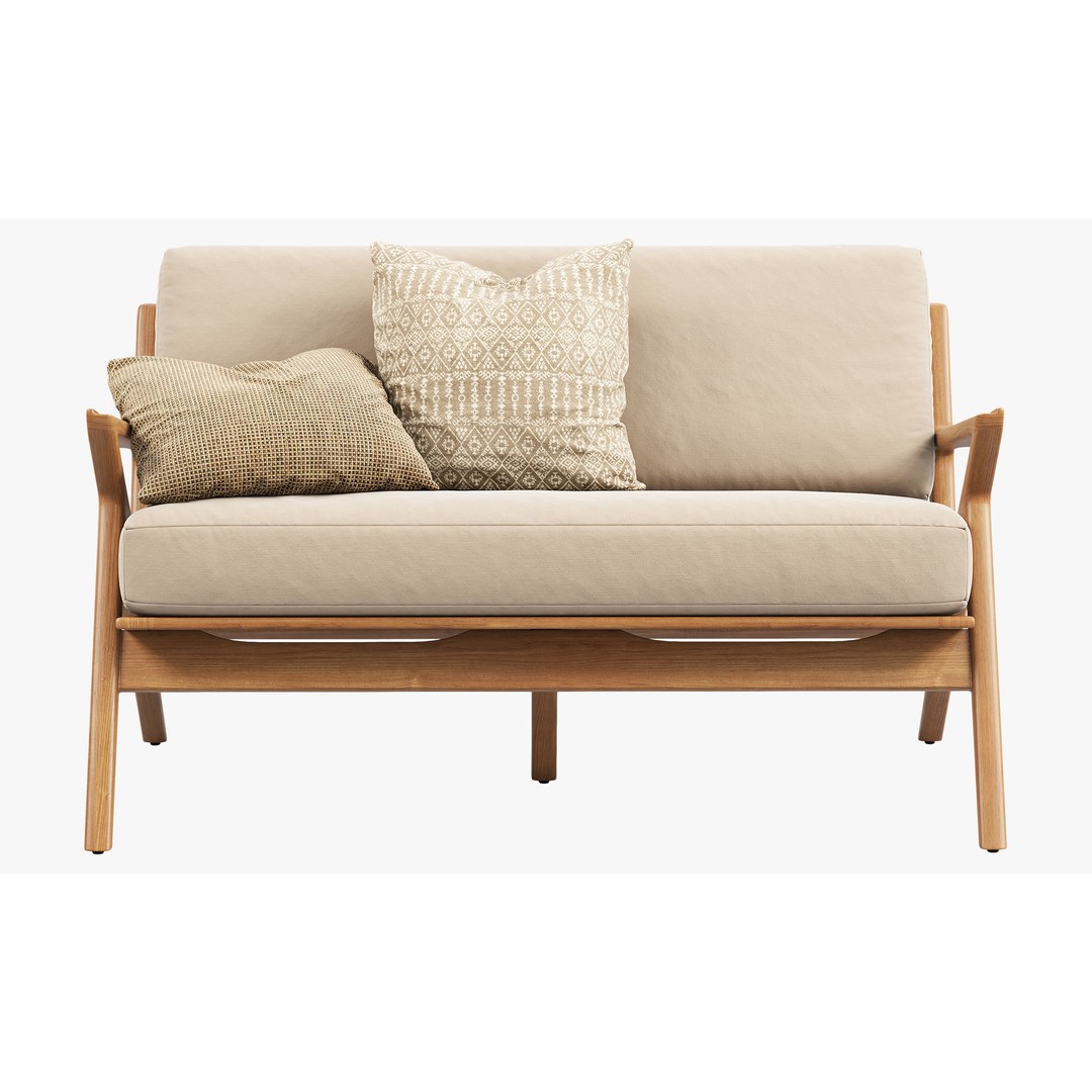 Joybird Soto Concave Loveseat 3D Model – Scandinavian Wooden Sofa, FBX, OBJ - View 5