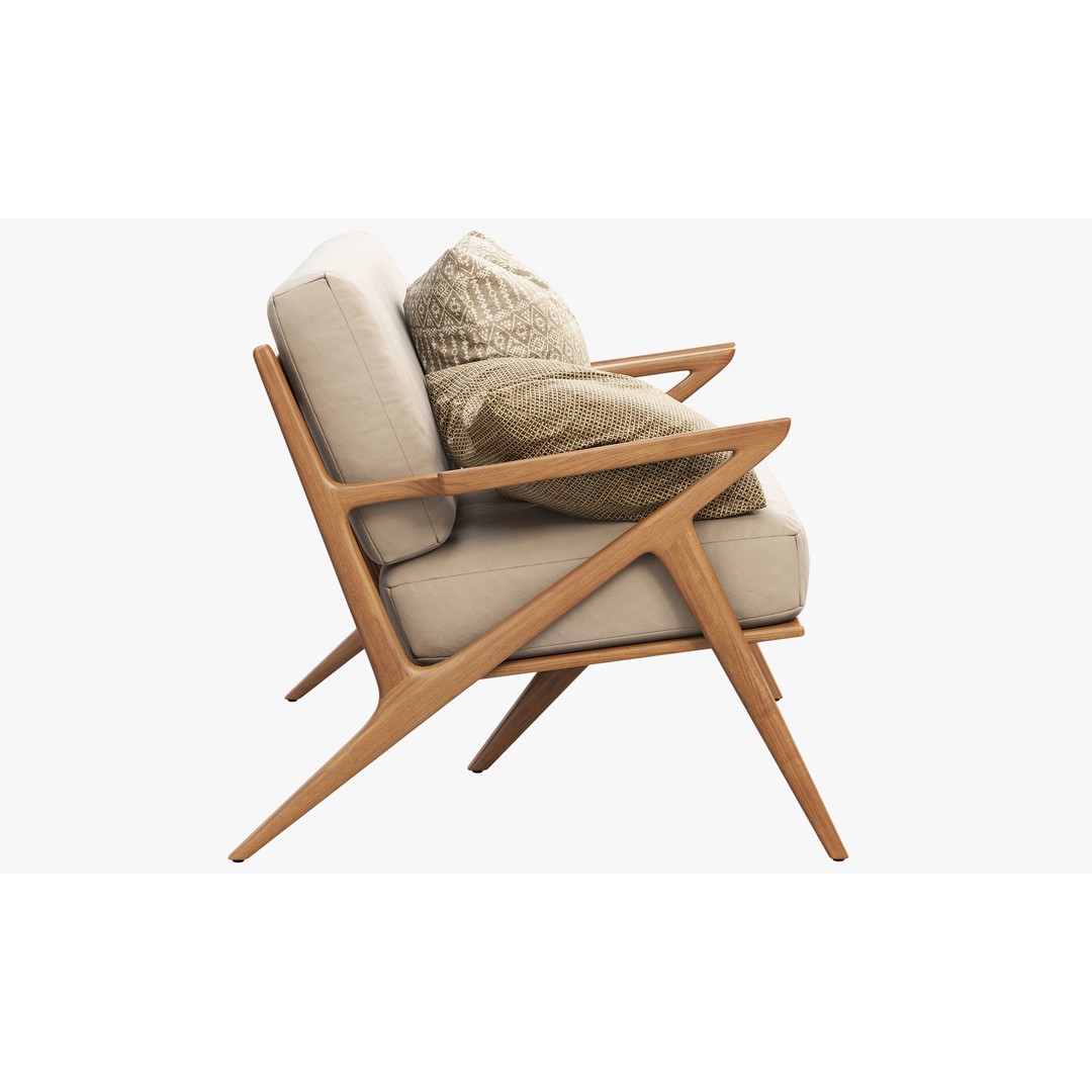 Joybird Soto Concave Loveseat 3D Model – Scandinavian Wooden Sofa, FBX, OBJ - View 6