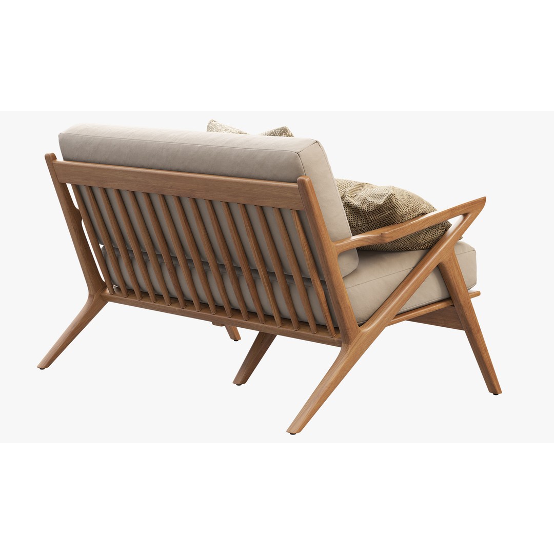 Joybird Soto Concave Loveseat 3D Model – Scandinavian Wooden Sofa, FBX, OBJ - View 7