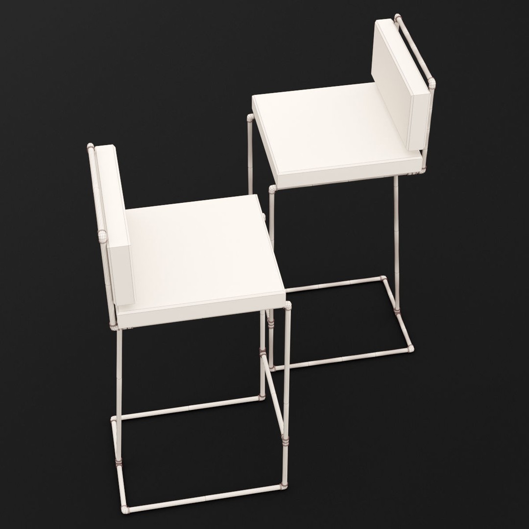 Loft Bar Chair 3D Model – Modern Furniture Asset, FBX & OBJ Formats - View 10
