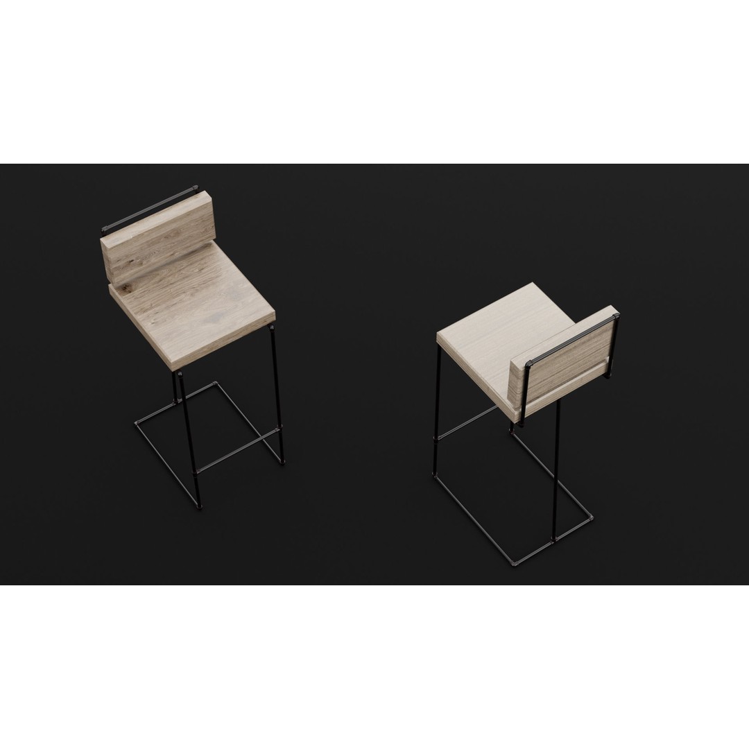 Loft Bar Chair 3D Model – Modern Furniture Asset, FBX & OBJ Formats - View 11