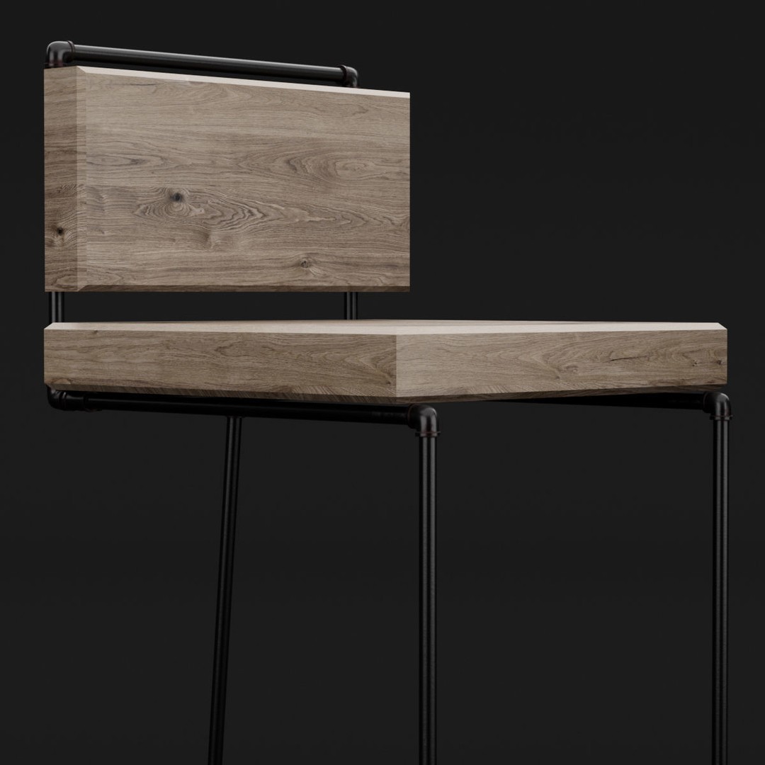 Loft Bar Chair 3D Model – Modern Furniture Asset, FBX & OBJ Formats - View 12