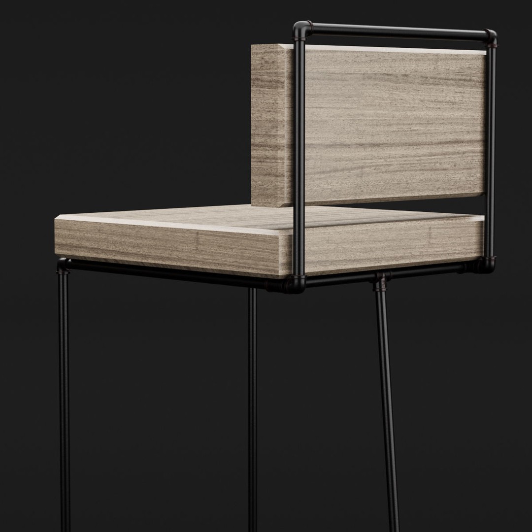 Loft Bar Chair 3D Model – Modern Furniture Asset, FBX & OBJ Formats - View 14