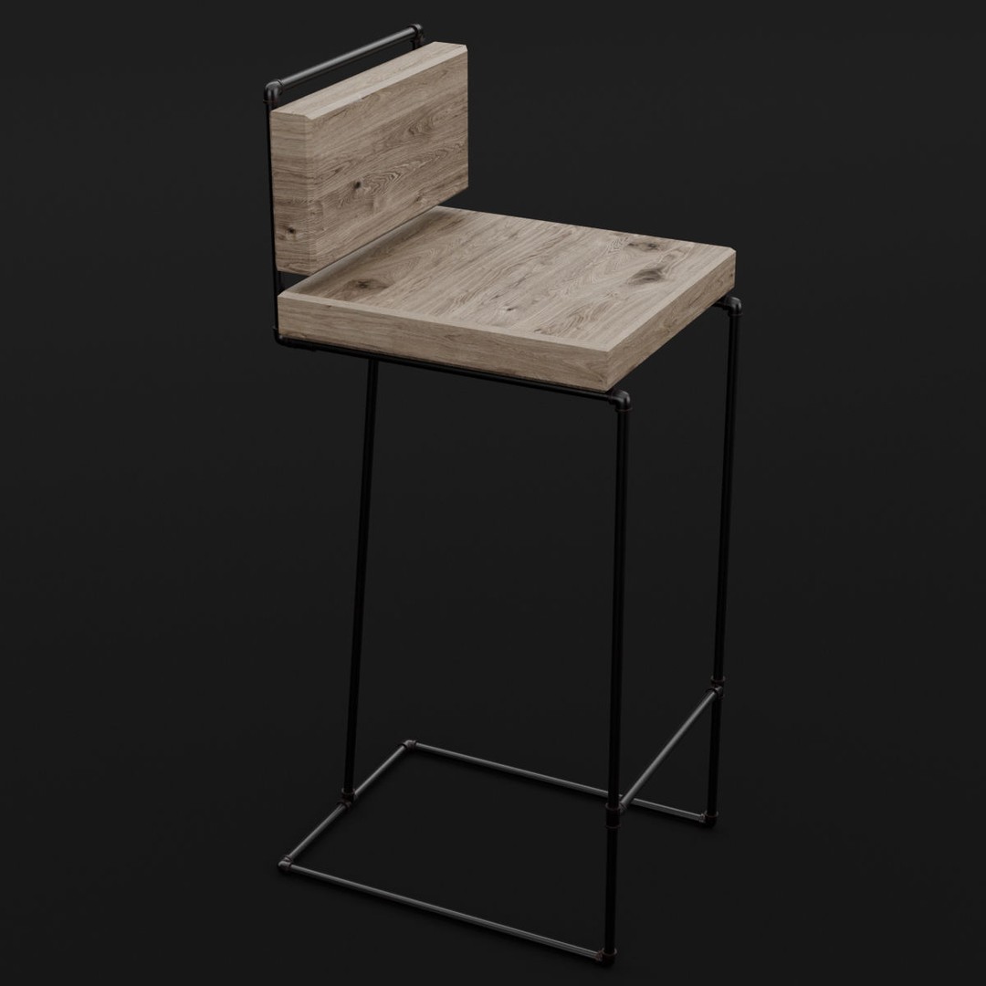 Loft Bar Chair 3D Model – Modern Furniture Asset, FBX & OBJ Formats - View 16