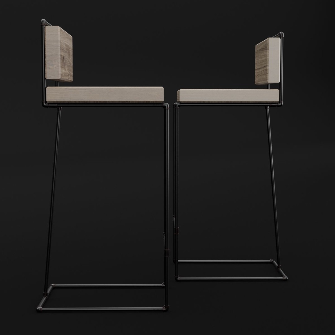 Loft Bar Chair 3D Model – Modern Furniture Asset, FBX & OBJ Formats - View 18