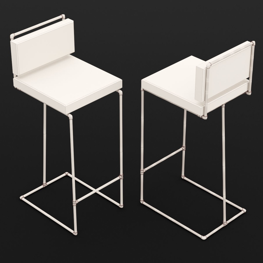 Loft Bar Chair 3D Model – Modern Furniture Asset, FBX & OBJ Formats - View 3