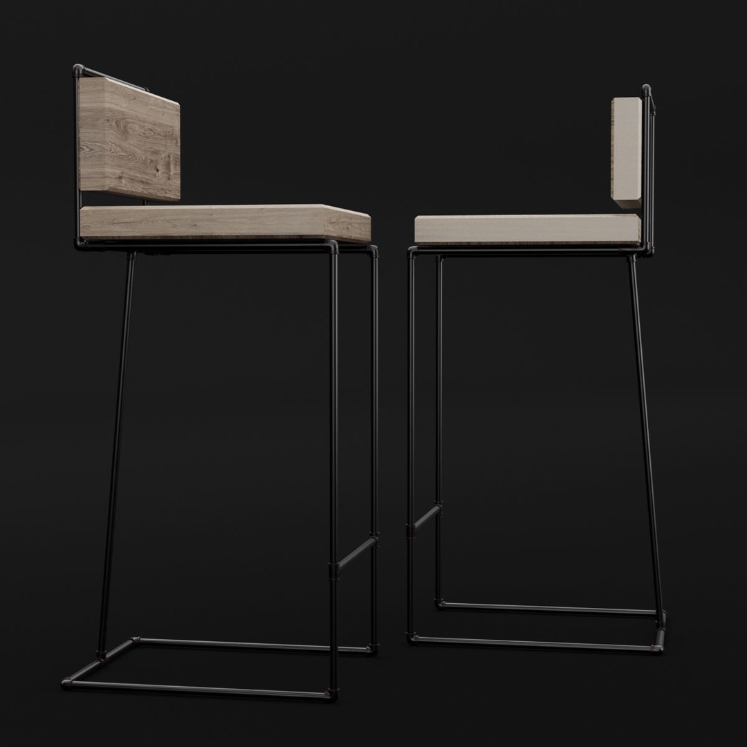 Loft Bar Chair 3D Model – Modern Furniture Asset, FBX & OBJ Formats - View 6