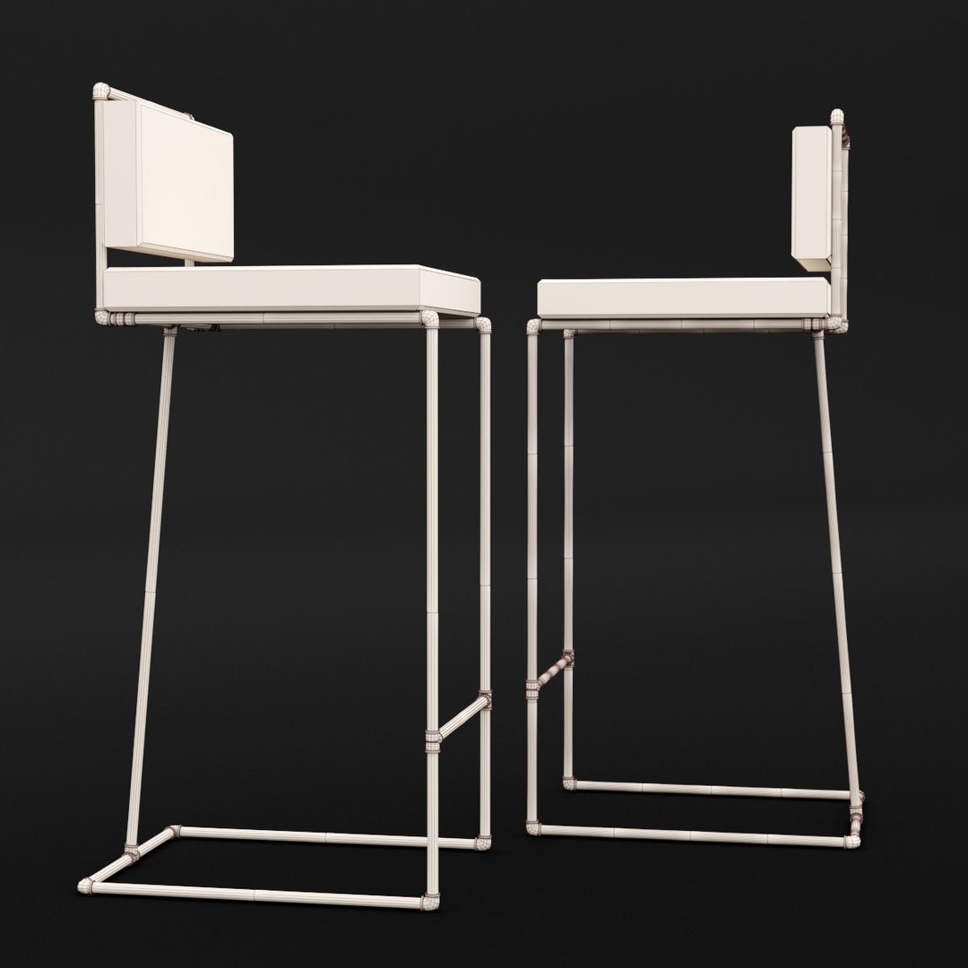 Loft Bar Chair 3D Model – Modern Furniture Asset, FBX & OBJ Formats - View 7