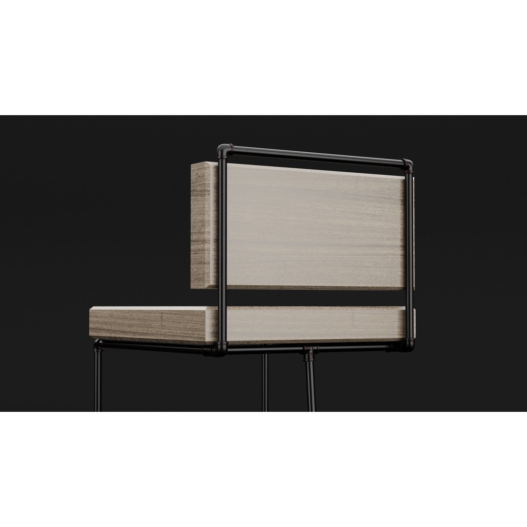 Loft Bar Chair 3D Model – Modern Furniture Asset, FBX & OBJ Formats - View 8