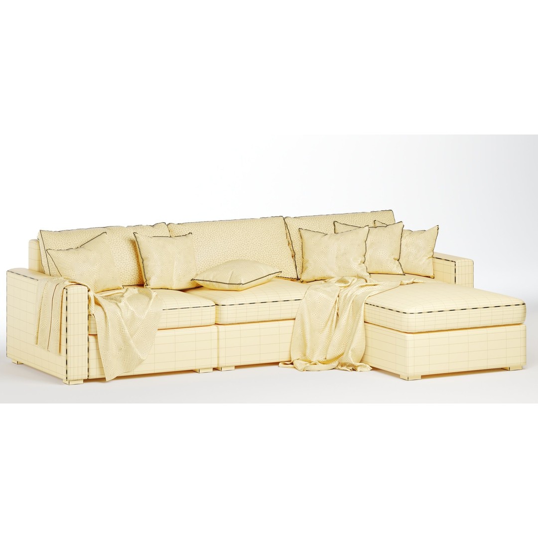 Maxwell Modular Sofa Chaise Sectional 3D Model – Modern Fabric Design, FBX/OBJ